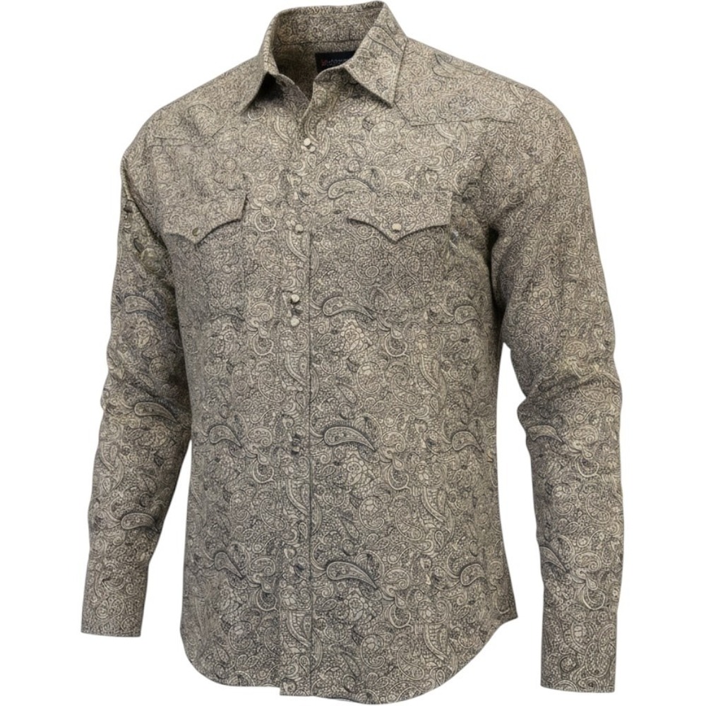 Starr Western Wear Shirt Mens XXL Brown/Beige Pearl-Snap L/S Cowboy Flip Cuffs